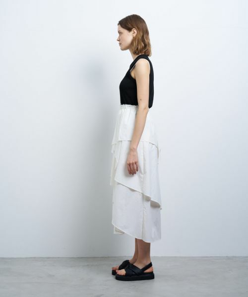 LANVIN en Bleu / ランバン オン ブルー ロング・マキシ丈スカート | 撥水ナイロンラッフルティアードスカート | 詳細9