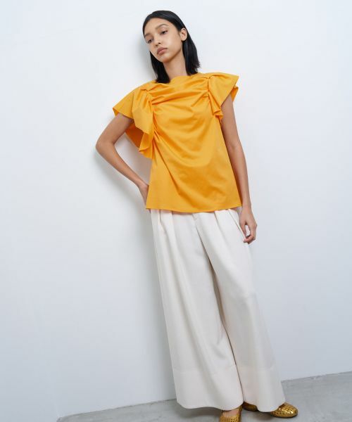 LANVIN en Bleu / ランバン オン ブルー Tシャツ | ランダムタックドレープカットソー | 詳細9