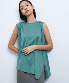 LANVIN en Bleu / ランバン オン ブルー Tシャツ | アシンメノースリーブカットソー