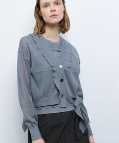 LANVIN en Bleu / ランバン オン ブルー カーディガン・ボレロ | Vネックフリルトリムカーディガン