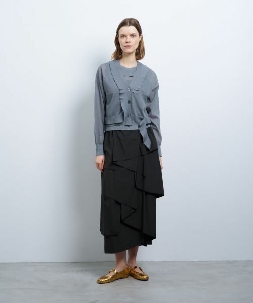 LANVIN en Bleu / ランバン オン ブルー カーディガン・ボレロ | Vネックフリルトリムカーディガン | 詳細13