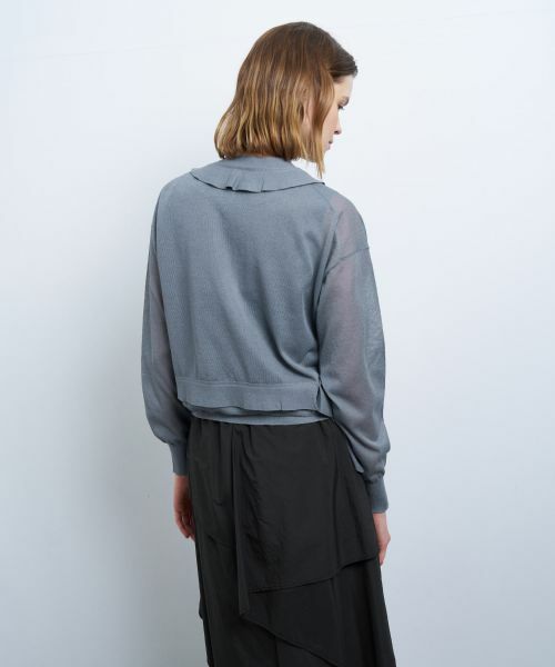 LANVIN en Bleu / ランバン オン ブルー カーディガン・ボレロ | Vネックフリルトリムカーディガン | 詳細18