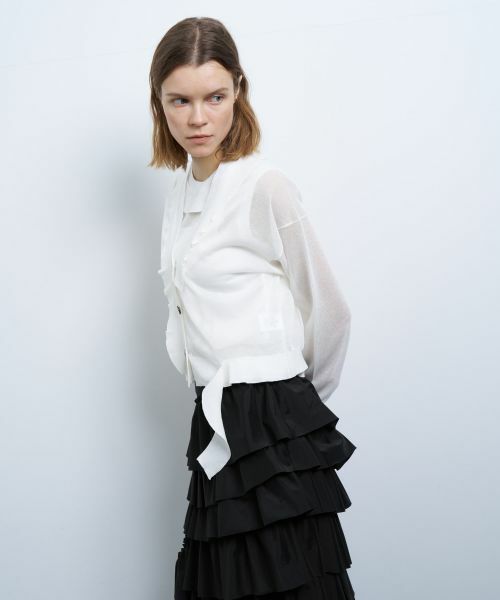 LANVIN en Bleu / ランバン オン ブルー カーディガン・ボレロ | Vネックフリルトリムカーディガン | 詳細23