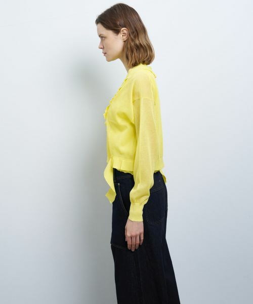 LANVIN en Bleu / ランバン オン ブルー カーディガン・ボレロ | Vネックフリルトリムカーディガン | 詳細5