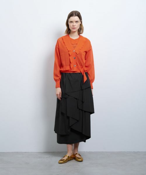 LANVIN en Bleu / ランバン オン ブルー カーディガン・ボレロ | Vネックフリルトリムカーディガン | 詳細7