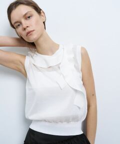 LANVIN en Bleu / ランバン オン ブルー ニット・セーター | フリルトリムノースリーブニット