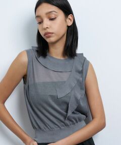 LANVIN en Bleu / ランバン オン ブルー ニット・セーター | フリルトリムノースリーブニット