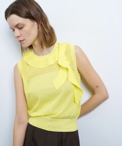 LANVIN en Bleu / ランバン オン ブルー ニット・セーター | フリルトリムノースリーブニット