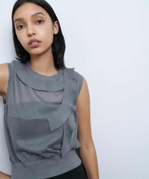 LANVIN en Bleu / ランバン オン ブルー ニット・セーター | フリルトリムノースリーブニット | 詳細26