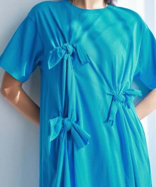 セール】 【手洗い可】ノットリボンカットソーワンピース