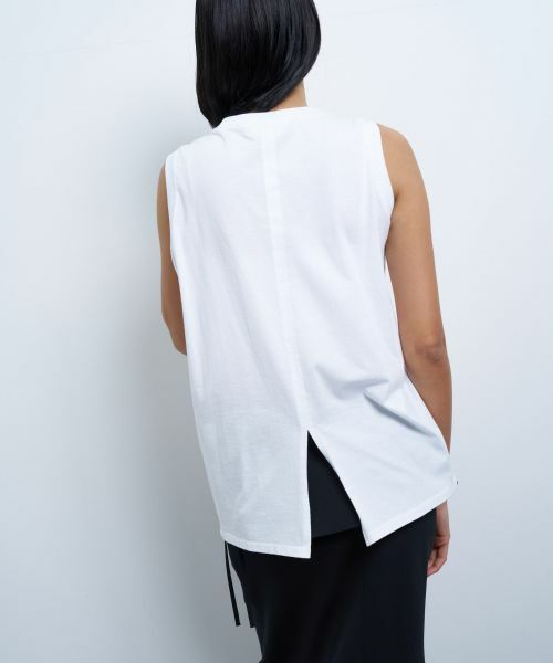 LANVIN en Bleu / ランバン オン ブルー Tシャツ | 【手洗い可】ノットリボンノースリーブカットソー | 詳細12