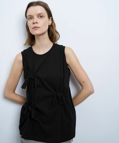 LANVIN en Bleu / ランバン オン ブルー Tシャツ | 【手洗い可】ノットリボンノースリーブカットソー | 詳細16