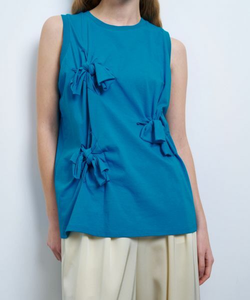 LANVIN en Bleu / ランバン オン ブルー Tシャツ | 【手洗い可】ノットリボンノースリーブカットソー | 詳細6