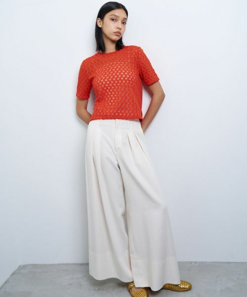 LANVIN en Bleu / ランバン オン ブルー Tシャツ | 【手洗い可】シアーレースカットソー | 詳細1