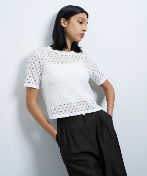 LANVIN en Bleu / ランバン オン ブルー Tシャツ | 【手洗い可】シアーレースカットソー | 詳細11