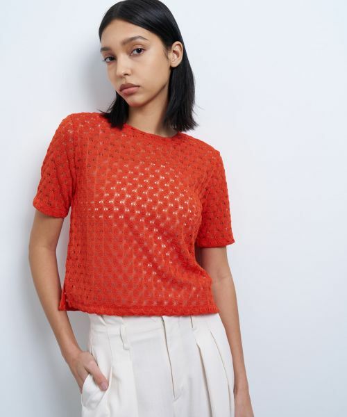 LANVIN en Bleu / ランバン オン ブルー Tシャツ | 【手洗い可】シアーレースカットソー | 詳細4