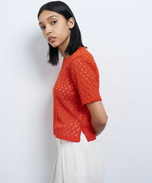 LANVIN en Bleu / ランバン オン ブルー Tシャツ | 【手洗い可】シアーレースカットソー | 詳細5