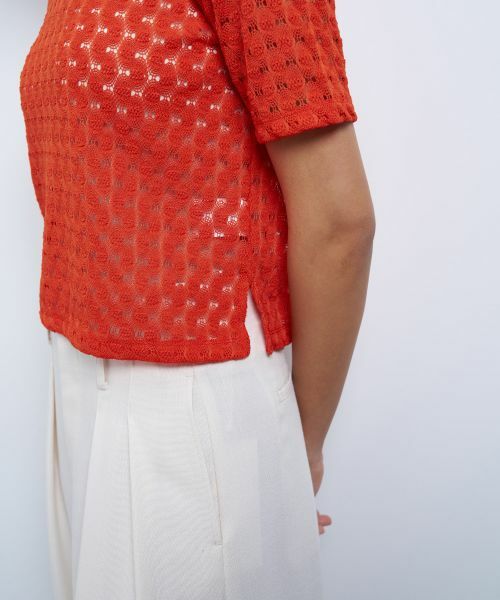 LANVIN en Bleu / ランバン オン ブルー Tシャツ | 【手洗い可】シアーレースカットソー | 詳細7