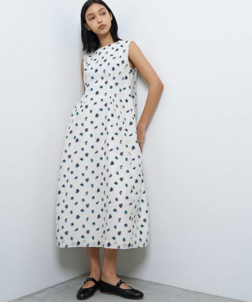 【新品未使用】LANVIN en Bleu フローラルシャガードワンピース シアージャガードギャザーヘムワンピース | LANVIN en Bleu