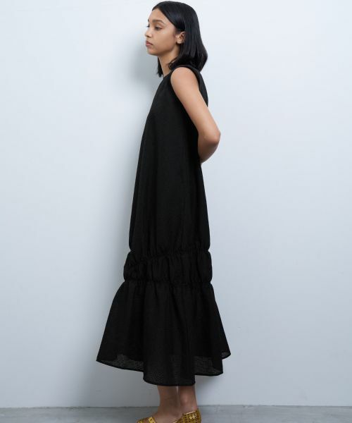 LANVIN en Bleu / ランバン オン ブルー ドレス | シアージャガードギャザーヘムワンピース | 詳細14