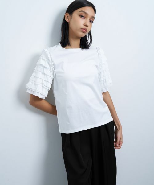 LANVIN en Bleu / ランバン オン ブルー Tシャツ | フリルスリーブカットソー | 詳細4