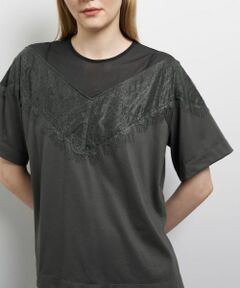 LANVIN en Bleu / ランバン オン ブルー Tシャツ | レースコンビカットソー
