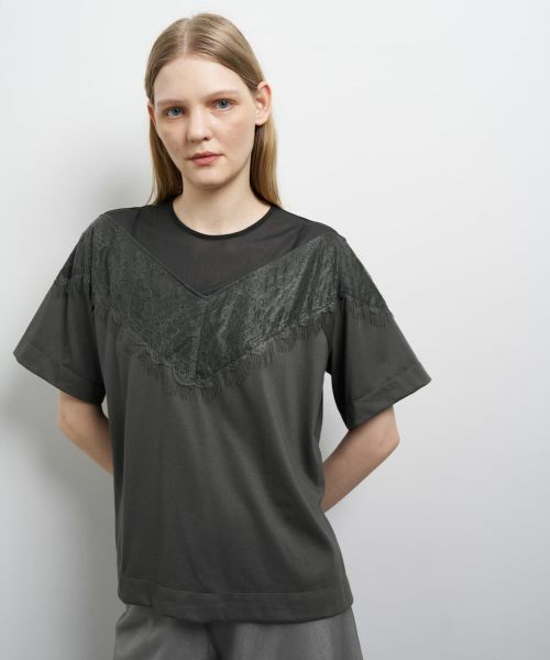 LANVIN en Bleu / ランバン オン ブルー Tシャツ | レースコンビカットソー | 詳細12