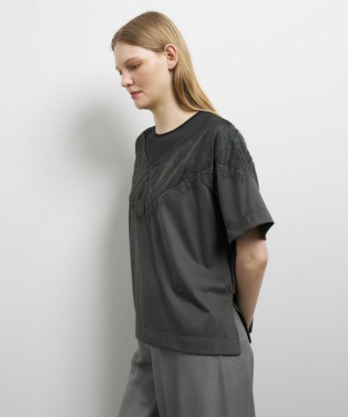 LANVIN en Bleu / ランバン オン ブルー Tシャツ | レースコンビカットソー | 詳細13