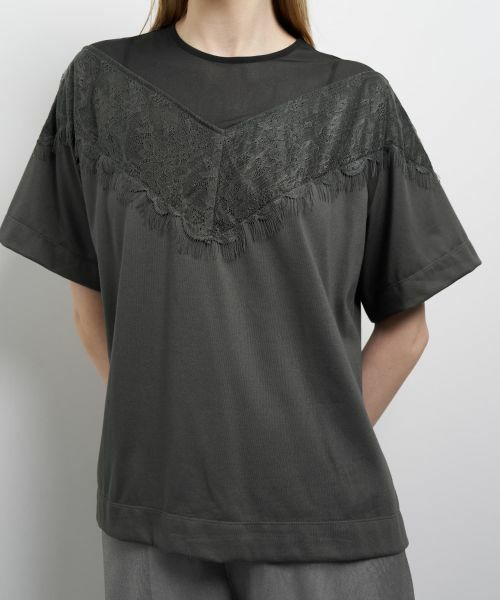 LANVIN en Bleu / ランバン オン ブルー Tシャツ | レースコンビカットソー | 詳細15