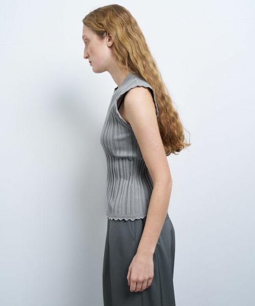꧁新 品꧂⚛️LANVIN en Bleu ランバンノースリーブニット ループヤーンノースリーブニット | LANVIN en Bleu (Women
