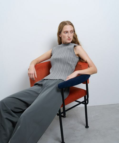 ランバンオンブルー LANVIN ノースリーブニット シンプル 綺麗系E6176 アイレットリブノースリーブニット|LANVIN en Bleu | LANVIN en