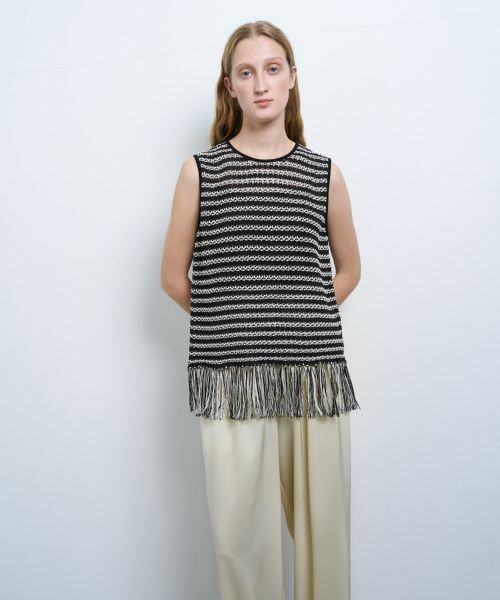 LANVIN en Bleu / ランバン オン ブルー ニット・セーター | フリンジヘムノースリーブニット | 詳細12