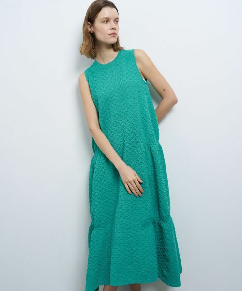 LANVIN en Bleu ランバン ワンピース シルク混　定価6万 シアーワッシャータフタギャザーワンピース|LANVIN en Bleu