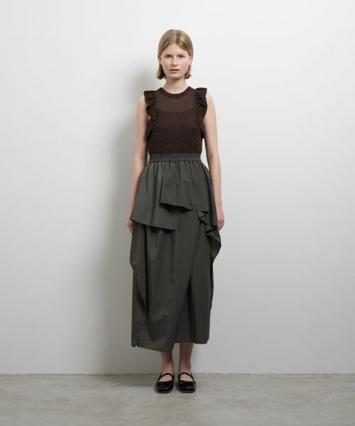 LANVIN en Bleu / ランバン オン ブルー その他パンツ | 撥水速乾ナイロンラッフルパンツ | 詳細1