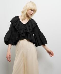 LANVIN en Bleu / ランバン オン ブルー シャツ・ブラウス | 撥水速乾ナイロンラッフルブラウス