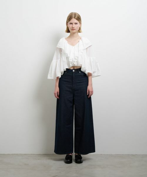 LANVIN en Bleu / ランバン オン ブルー シャツ・ブラウス | 撥水速乾ナイロンラッフルブラウス | 詳細1