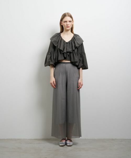 LANVIN en Bleu / ランバン オン ブルー シャツ・ブラウス | 撥水速乾ナイロンラッフルブラウス | 詳細15