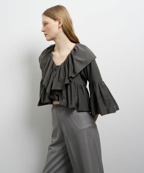 LANVIN en Bleu / ランバン オン ブルー シャツ・ブラウス | 撥水速乾ナイロンラッフルブラウス | 詳細18