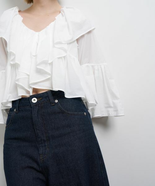 LANVIN en Bleu / ランバン オン ブルー シャツ・ブラウス | 撥水速乾ナイロンラッフルブラウス | 詳細7