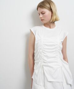 LANVIN en Bleu / ランバン オン ブルー Tシャツ | ドロストギャザーノースリーブカットソー