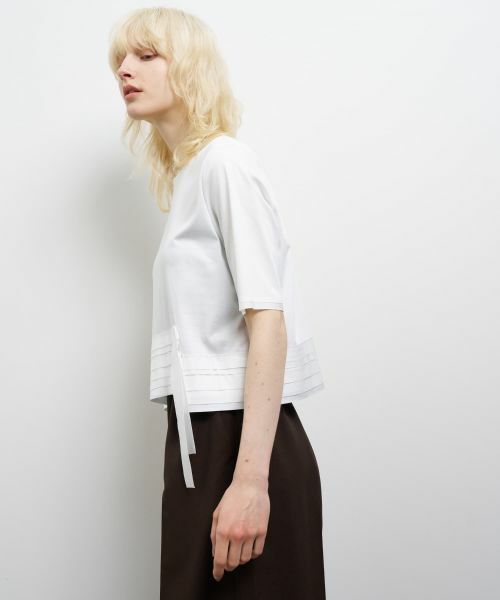 LANVIN en Bleu / ランバン オン ブルー Tシャツ | アシンメテープフリルカットソー | 詳細4