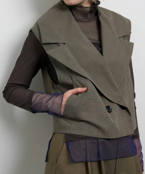 LANVIN en Bleu / ランバン オン ブルー テーラードジャケット | シアーショートベスト | 詳細7