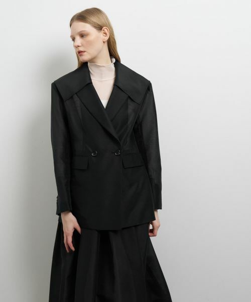 LANVIN en Bleu/ランバン オン ブルー 2wayシアーテーラードジャケット ブラック 38 LANVIN en Bleu/ランバン オン ブルー 2wayシアーテーラードジャケット ブラック 38