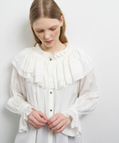 LANVIN en Bleu / ランバン オン ブルー シャツ・ブラウス | トリアセローンボリュームカラーブラウス