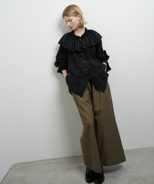 LANVIN en Bleu / ランバン オン ブルー シャツ・ブラウス | トリアセローンボリュームカラーブラウス | 詳細15