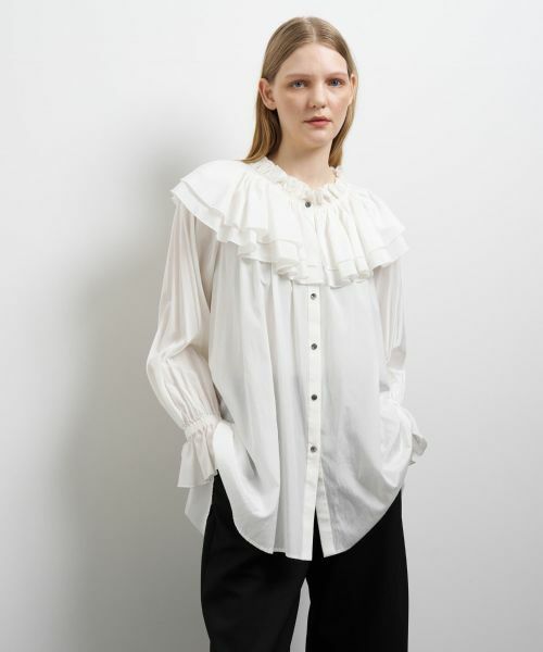 LANVIN en Bleu / ランバン オン ブルー シャツ・ブラウス | トリアセローンボリュームカラーブラウス | 詳細4