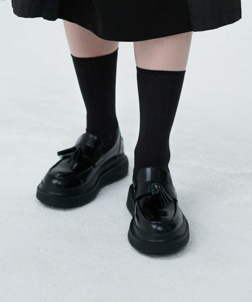 ☆美品☆ランバンオンブルー 黒 タッセル　厚底　ローファー S ランバン オン ブルー LANVIN en Bleu 厚底タッセルローファー