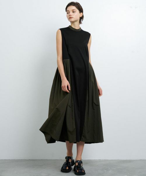 LANVIN en Bleu / ランバン オン ブルー ドレス | タフタコンビスタンドワンピース | 詳細1