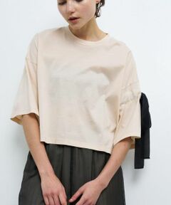 LANVIN en blueリボン付きグレー長袖トップス LANVIN en Bleu（ランバンオンブルー）の「クロップドリボン