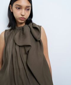 LANVIN en Bleu / ランバン オン ブルー シャツ・ブラウス | シアージョーゼットアシンメリボンブラウス